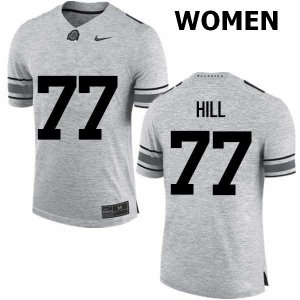 Women's Ohio State Buckeyes #77 Michael Hill Gray Nike NCAA College Football Jersey Increasing HEU7244DX